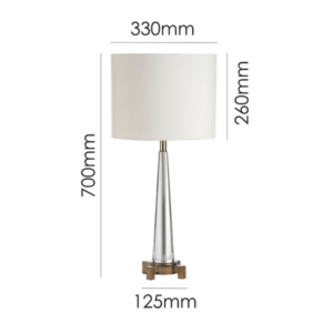 LLT Leon White Table Lamp with antique brass base and crystal stem