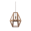 LLP Heath pendant light featuring open faux timber geometric frame with visible bulb on clear cord