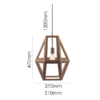 LLP Heath Pendant Light with sculptural faux timber geometric diamond frame and clear cord suspension