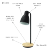 Modern black metal table lamp with faux timber base