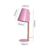Refined architectural metal and wood lamp with pink minimalist finish
