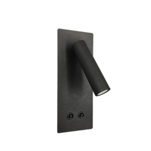 LLD RL088 Reading Light Black wall mounted LED spotlight with adjustable cylindrical head and dual switch