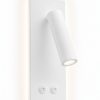 White LED wall reading sconce showing soft ambient backlight glow around rectangular backplate