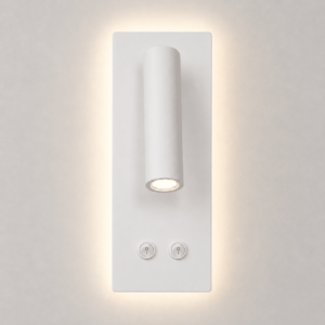 LLD RL088 white LED wall reading sconce with adjustable spotlight and warm ambient backlight