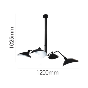 LLP Spida 5LT pendant light close up showing black powder coated arm joint and directional cone shade with white inner