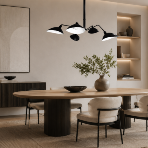 LLP Spida 5LT Pendant Light installed over large open plan living and dining space in contemporary interior