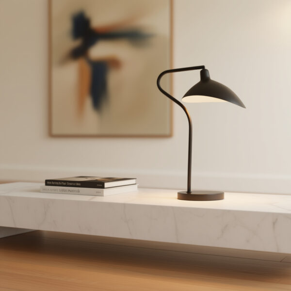 Contemporary table lamp with black frame