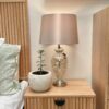 LLT Vision Taupe Table Lamp with coffee glass base