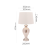 Taupe shade table lamp with clear tinted glass base