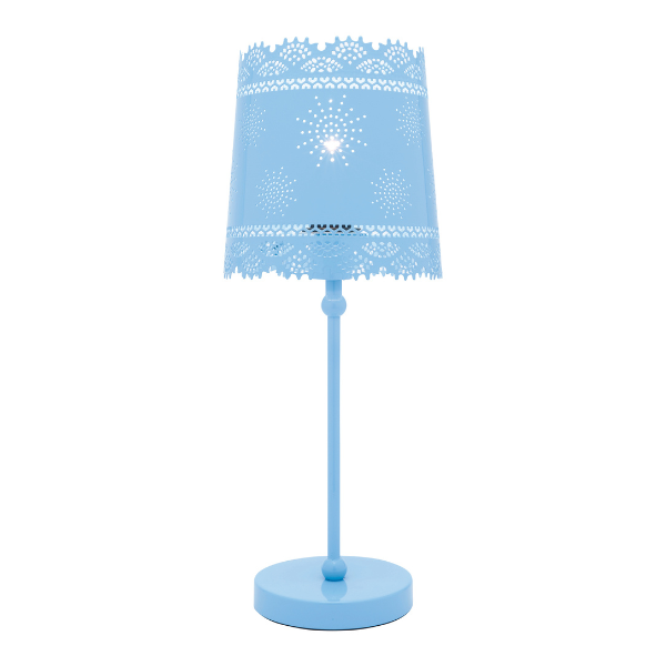 LLT Alice Blue Table Lamp with laser-cut metal shade