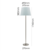 LLF Flynn Mist floor lamp featuring slim nickel stem and cool mist blue linen tapered shade