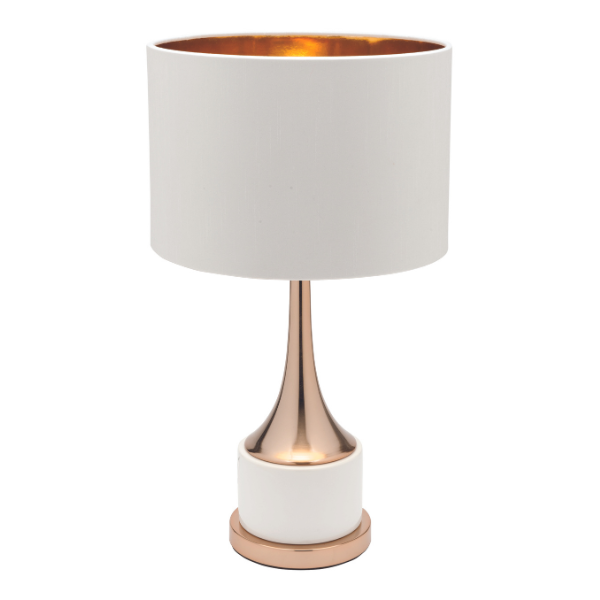 LLT Elsa White Gold Table Lamp with gold plated and ceramic base