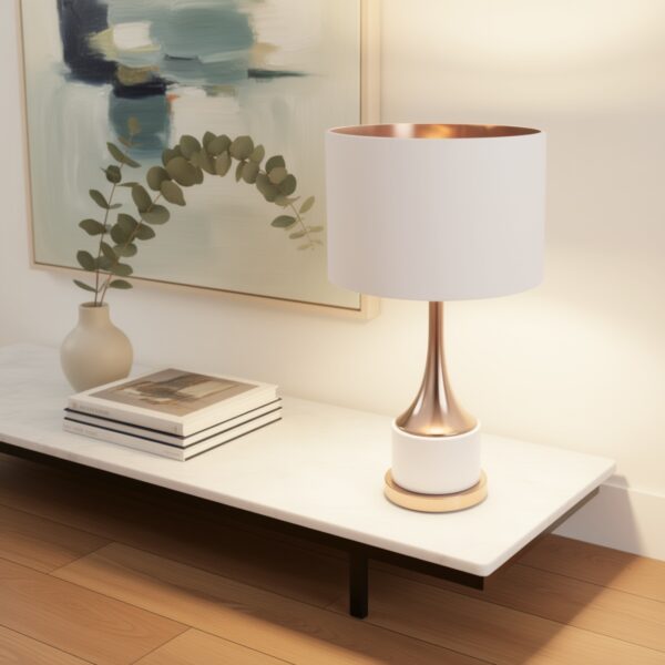 LLT Elsa White Gold Table Lamp with gold plated and ceramic base