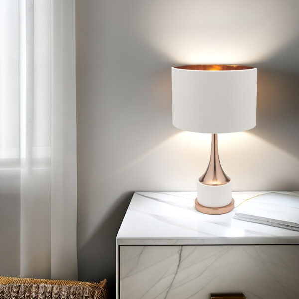 Modern LLT White Gold Table Lamp for bedroom or living room