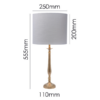 Slim brass table lamp with white linen drum shade