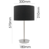 LLT Flynn Black Table Lamp with nickel base and black drum shade