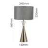 Modern table lamp with crystal accent and charcoal linen shade
