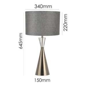 Modern table lamp with crystal accent and charcoal linen shade