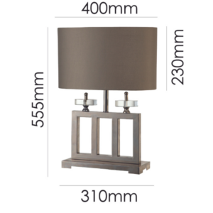 Modern table lamp featuring chrome frame and crystal details