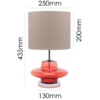 Modern table lamp with red glass and chrome base