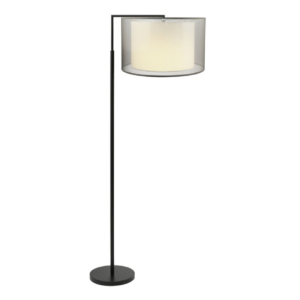 LLF Black Kardinia Civic Floor Lamp with black base and sheer organza outer and white inner shade