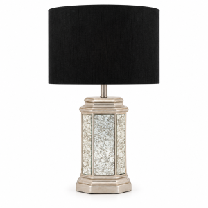 LLT Celine Black Table Lamp with antique mercury mirror base