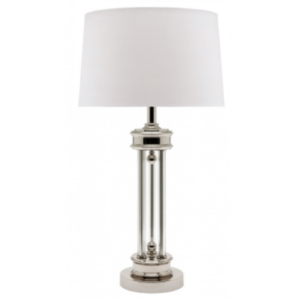 LLT Cheston White Table Lamp with shiny nickel and clear acrylic base