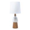 LLT Dokka Marble Table Lamp with white marble and timber veneer base