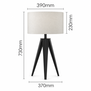 LLT Dylan White Table Lamp close up of large off-white drum shade fabric texture and clean straight edge detail