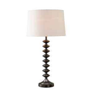 LLT Essex White Table Lamp with matte black nickel tiered base