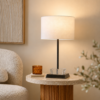 LLT Faiz Standard White Table Lamp with black chrome and crystal base