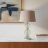 LLT Finch Natural Table Lamp with blue tinted glass double ball base