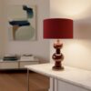 LLT Finch Red Table Lamp with double ball red glass base