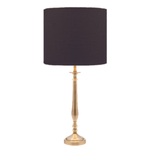LLT Flute Ab Linen Black Table Lamp with antique brass base