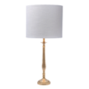 LLT Flute AB Linen White Table Lamp with antique brass base