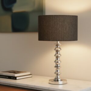 LLT Gilchrist Table Lamp with polished chrome tiered base