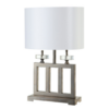 LLT Grace White Table Lamp with chrome rectangular base and crystal details