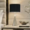 LLT Tower Crystal Black Table Lamp with brushed nickel and crystal base