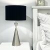 LLT Tower Crystal Black Table Lamp with brushed nickel and crystal base