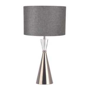 LLT Tower Crystal Charcoal Table Lamp with brushed nickel base