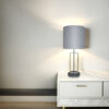 Modern stone grey table lamp with textured drum shade