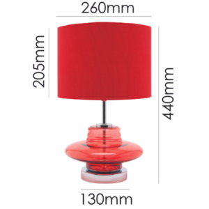 Modern red glass lamp adding warmth to bedroom décor