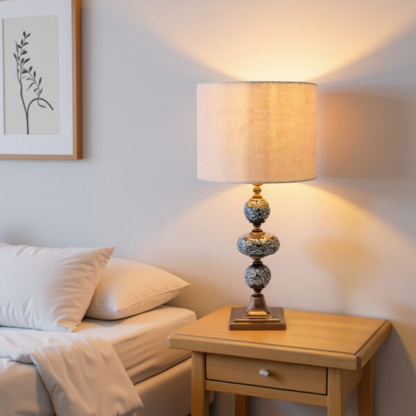 LLT Matilda Latte Table Lamp with bronze mosaic base