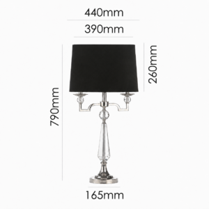Crystal table lamp with black shade