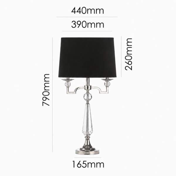 Crystal table lamp with black shade