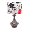 LLT Petal Table Lamp with black chrome base and floral shade