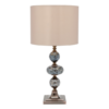 Decorative table lamp with mosaic detailing and satin shade