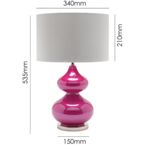Modern table lamp with pink satin shade lining