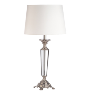 LLT Madison table lamp with silver plated crystal base and white shade
