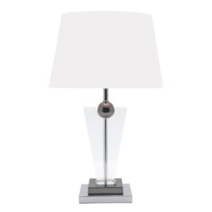 LLT Melinda White Table Lamp with chrome and crystal base